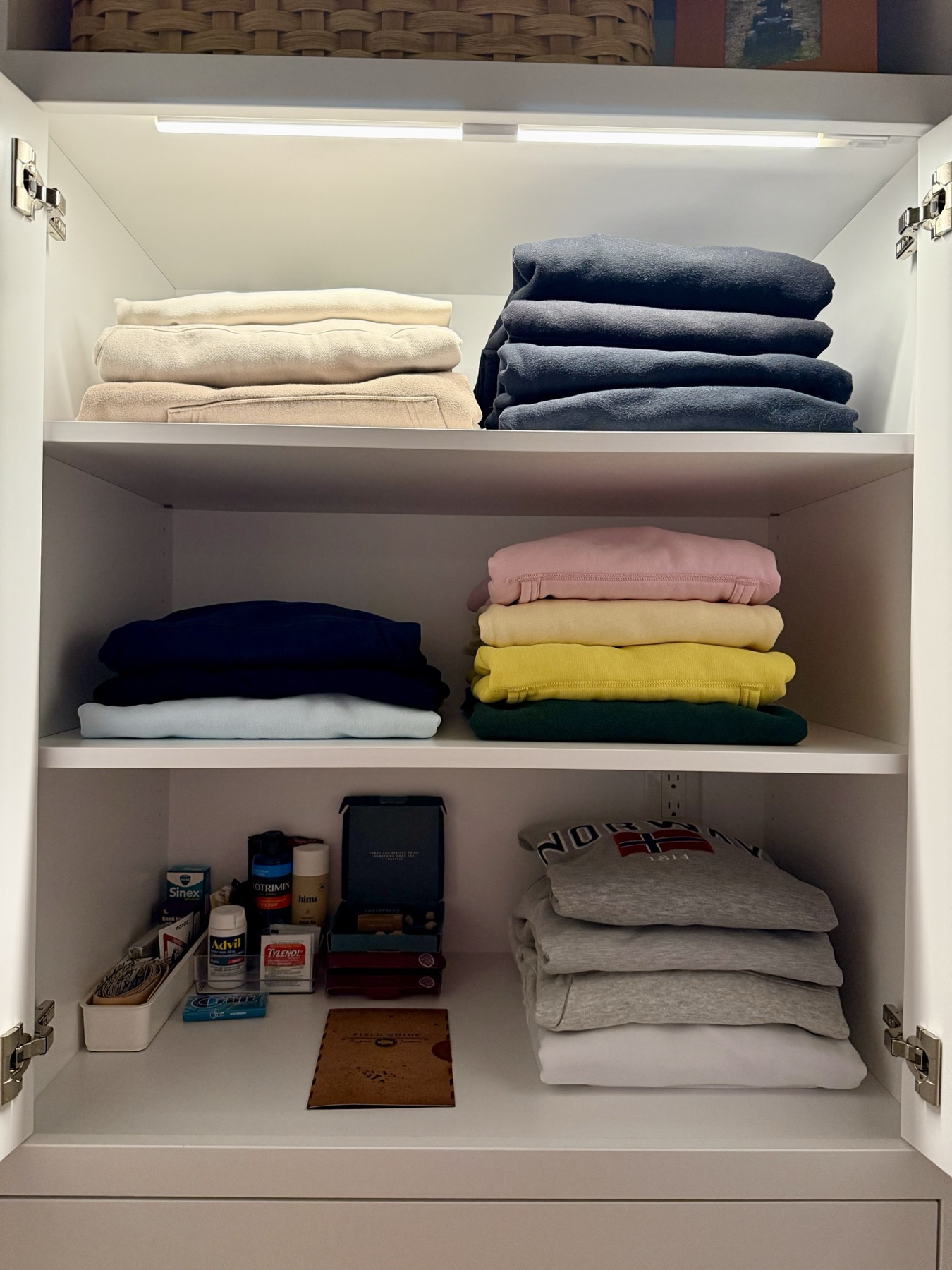 Folded linen storage